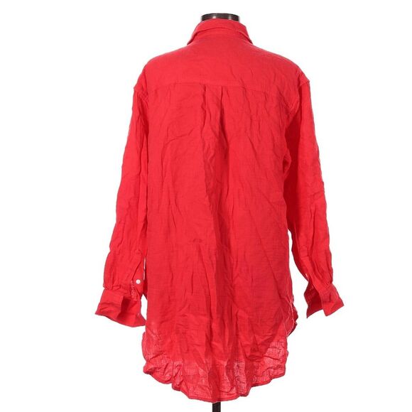 GAP 100% Cotton Gauze Red Button Up Oversized Lightweight Flowy Blouse Size M - Picture 3 of 8